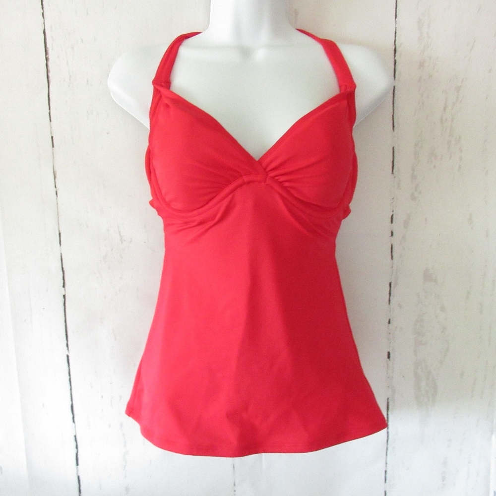 New Athleta Wrap Tankini Top XS S 32 B C Swim Suit Underwire Halter UPF 50